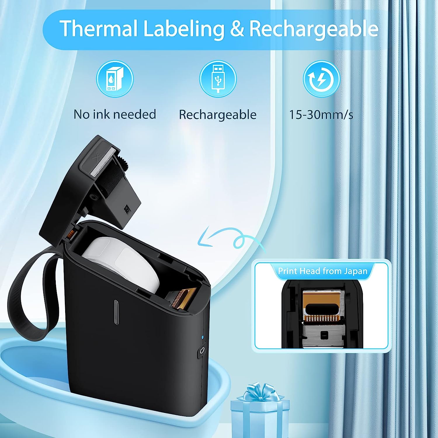 JADENS Label Maker Machine with Tape, D110 Portable Bluetooth Label Printer for Storage, Shipping, Barcode, Mailing, Office, Home, Organizing, Sticker Maker Mini Label Maker with Multiple Templates - Image 4